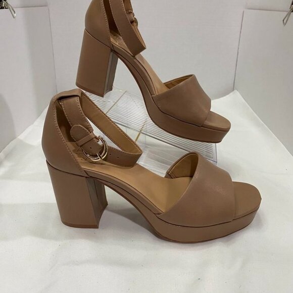 Naturalizer Platform Block Heel Sandals Tan Nude Leather Size 8 - Picture 12 of 12